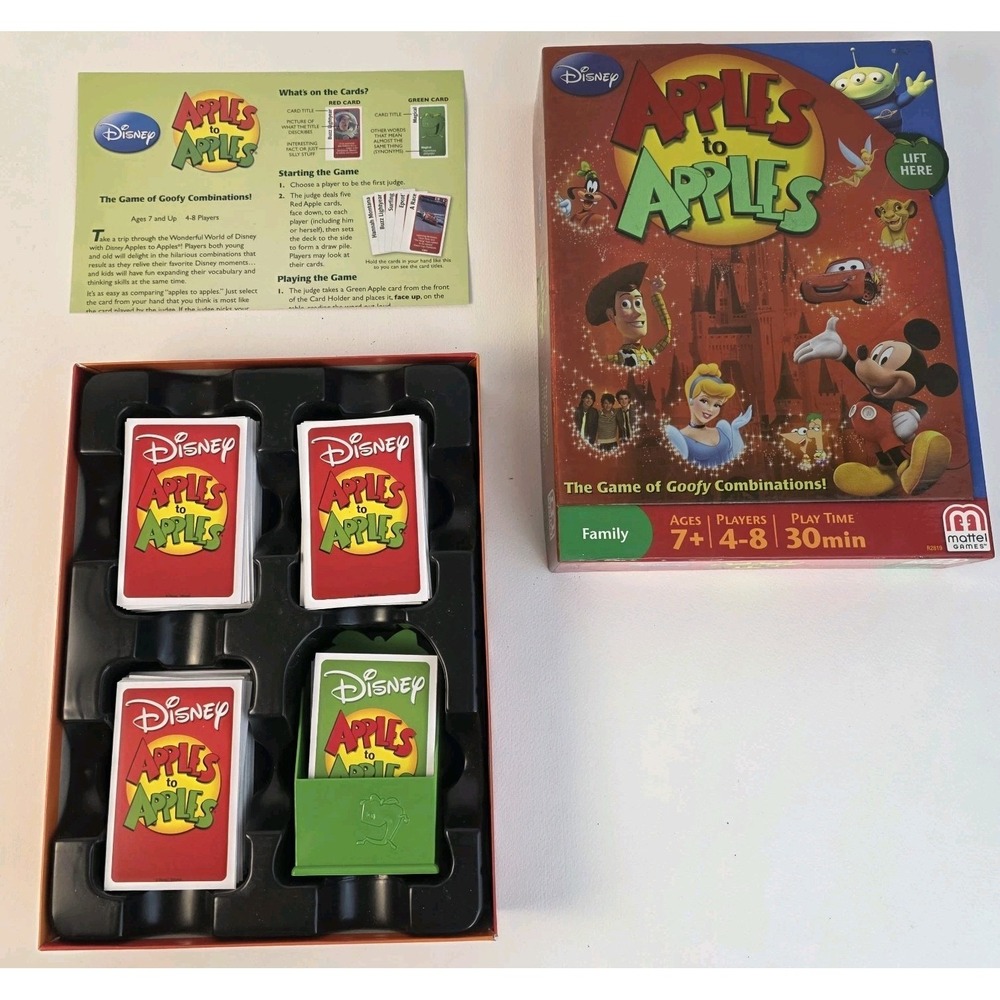 Disney Apples To Apples Family Card Game Co Mattel Games COMPLETE. Excellent